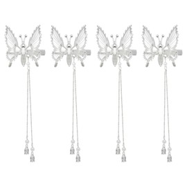 yueton 4 Pack Moving Butterfly Tassel Hair Clips Fluttering Butterfly Hair Clips with Removable Tassel Hair Accessories for Women