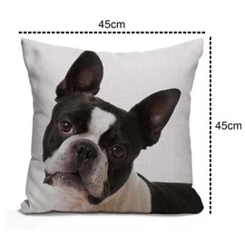 Tomda French Bulldog Decorative Cushion Cover 45x45cm,Boston Terrier Cotton Linen Outdoor Pillow Cases Square Standard Throw Pillow Cover Case for Sofa Couch Bed Car 18x18 inch