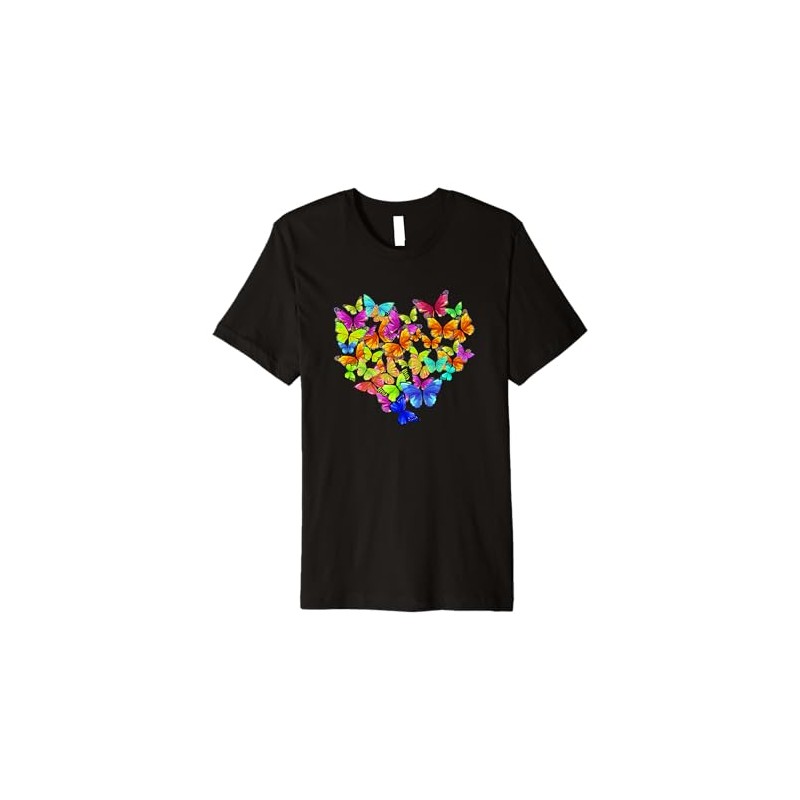 Colorful Cute Butterfly Heart - Rainbow Butterflies Premium T-Shirt