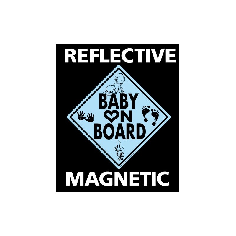 Baby on Board Magnet Vehicle Magnetic Sign Reflective Blue with