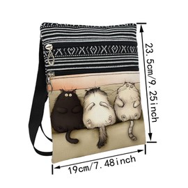 LiuenMgg Funny Couch Cat Messenger Bag Small Ethnic Pattern Printed Adjustable Strap Crossbody Zipper Pouch Funny Couch Cat Phone Organizer Wallet Cute Shoulder Handbag for Women-3