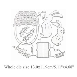 Rabbit Flower Basket Metal Die Cuts,Easter Animal Bunny Frame Stencils DIY Crafts Cards Cutting Dies Cuts for DIY Embossing Card Making Photo Decorative Paper Dies Scrapbooking