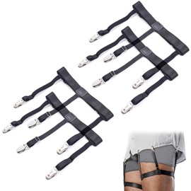 ZYETGH Pack of 4 Men's Shirt Holders, Elastic Shirt Holder, Shirt Stays with Non-Slip Clips, Adjustable Garter for Work, Business, Wedding (Black), black, Unit size