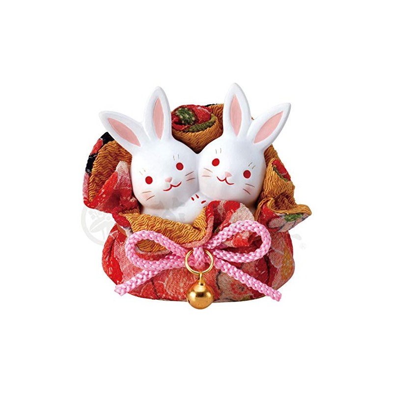 Yakushi Kiln Nishiki Crepe Drawstring Flower Rabbit