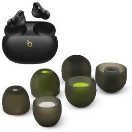 Replacement Silicone Earbud Tips for Beats Studio Buds + Headphones, 3 Pairs (6pcs), Black, Small, Medium, Large