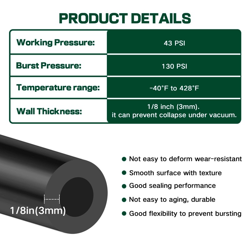 Silicone Vacuum Hose Kit, 5Ft 6PCS Vacuum Hose Automotive &