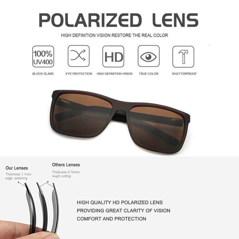 Global Glasses Men's Square Sunglasses Polarised UV Protection CAT 3