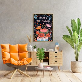 BUTMUOE Paint by Numbers Kit for Adults with Frame, DIY Happy Birthday Acrylic Oil Painting Kits for Kids and Adults Beginner on Canvas for Gift Home Wall Decor 10.24 x 14.17 Inch