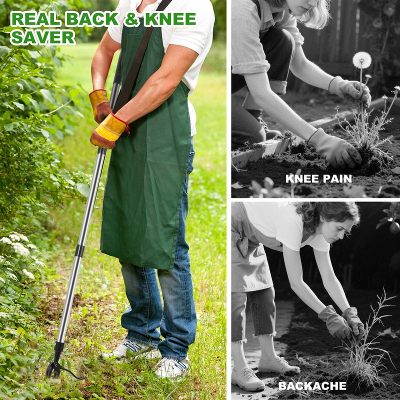 zessnug Weed Puller Tool, Lightweight, 4-Claw Stand Up Weeder Tool