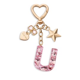 CHUQING Keyring Letter Pink Key Ring Initial Letter with Letters for Girls Women, Pink-u, S