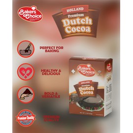 Dutch Cocoa Powder - Unsweetened Chocolate Powder- 15 Ounce - Dairy Free Kosher - Bakers Choice