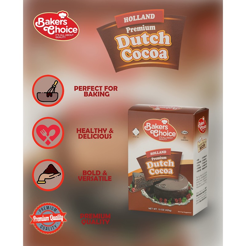 Dutch Cocoa Powder - Unsweetened Chocolate Powder- 15 Ounce -