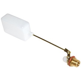 Robert Manufacturing RM79 Series Bobby Brass Valve Assembly with Stem and Polyethylene Float, 1/2" NPT Male Tapped x 1/4" NPT Female Inlet, 9-3/4" Length, 125 psi Pressure