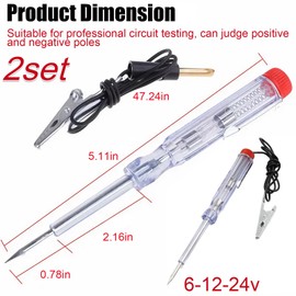 JALCH 2 Pcs Auto Circuit Tester Pen for Cars & Trucks: DC 6V/12V/24V Electrical Continuity Test Light Tool with Bright Indicator – Ideal for Vehicle Wiring Inspections