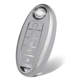 WORCAS Smart 5 Button Key Fob Cover Case Compatible with Infiniti JX35 Q50 Q60 QX56 QX60 QX80(Quicksand-Silver)