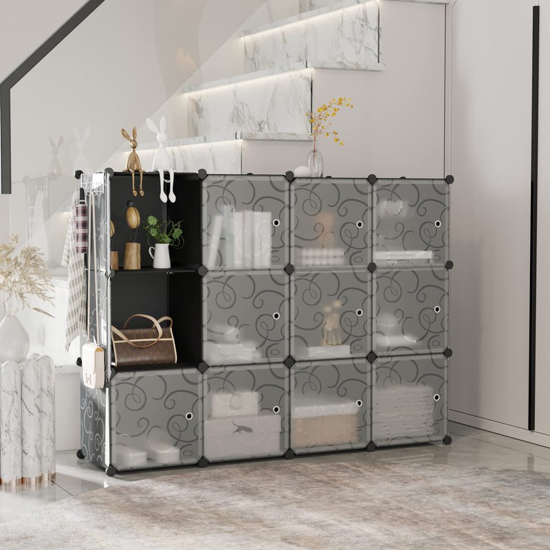 C&AHOME Cube Storage Organizer with Doors, 12-Cube Shelves, Closet Cabinet,