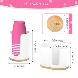 Cotton Swab Storage Case, ABS Cosmetic Cotton Organizer, Paper Cup Box, Cotton Swab Container, Dustproof, Tabletop Storage, Bamboo Lid Included, Small Storage
