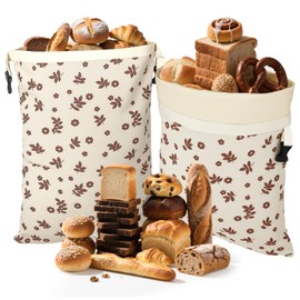 Moccool Reusable Beeswax Bread Bags for Homemade Bread (2 Pack), Sourdough Bread Bags Baking Supplies for Freezer & Refrigerator, 16.5"×12.6" Cotton Large Food Storage Bags Keep Fresh