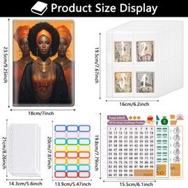 100 Envelopes Challenge Binder Money Saving Challenge Book for Money Saving, A5 Savings Binder Budget Planner with Cash Envelopes and Stickers for Saving Money, Black Women