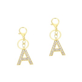 STOBOK 2pcs Rhinestone Letter a Keyring Elegant Alphabet Keychain Crystal Stylish Keychain for Girls Handbag Accessory and Eye-catching Decor