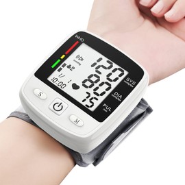 Blood Pressure Monitor Digital Wrist BP Machine Automatic Adjustable Cuff (5.3 to 7.7 in) with 2 Users 180 Memory Voice Broadcast Large LCD Display USB Charging Cable Carrying Case