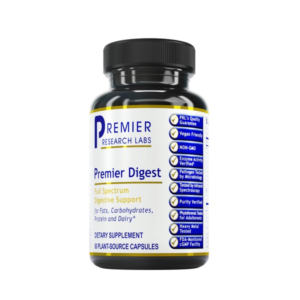 Premier Research Labs Digest - Full-Spectrum Formula to Support Digestive System - Non-GMO, Vegan - 60 Plant-Source Capsules