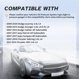 Engine Oil Pressure Sensor Sender Switch, Sending Unit for Dodge Journey Avenger Caliber, Jeep Patriot Compass, 2007-10 Chrysler Sebring 200, 2008 2009 2010 2011 2012 2013 2014 2015 2016 2017 2018