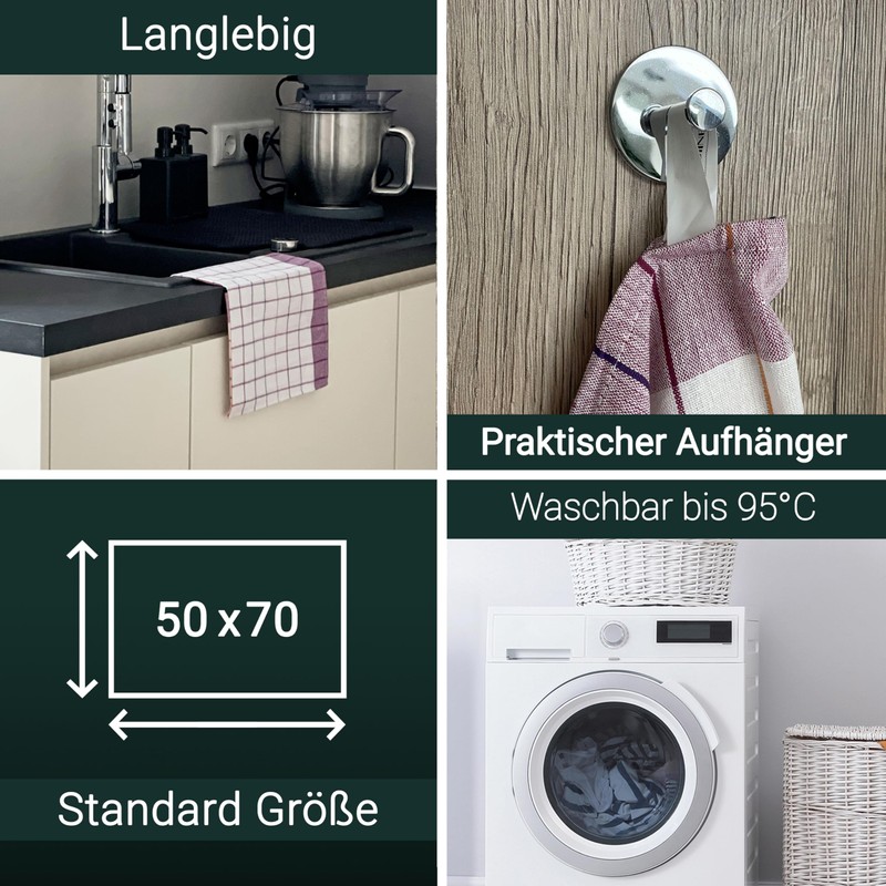 ZOLLNER Set of 5 Cotton Tea Towels in 50 x