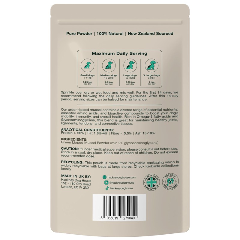 Green Lipped Mussel Powder For Dogs (100 g) | Hip