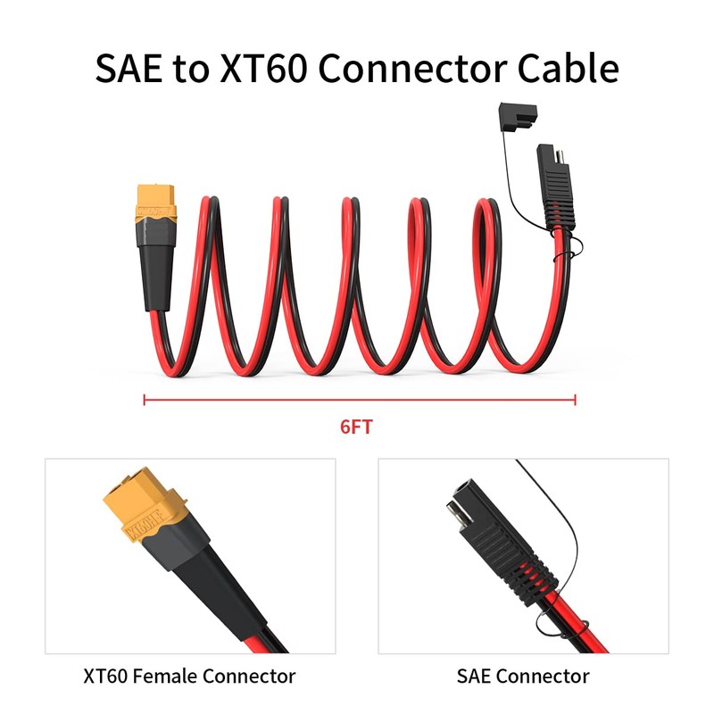 ELFCULB 12AWG XT60 to SAE Connector Extension Cable with SAE