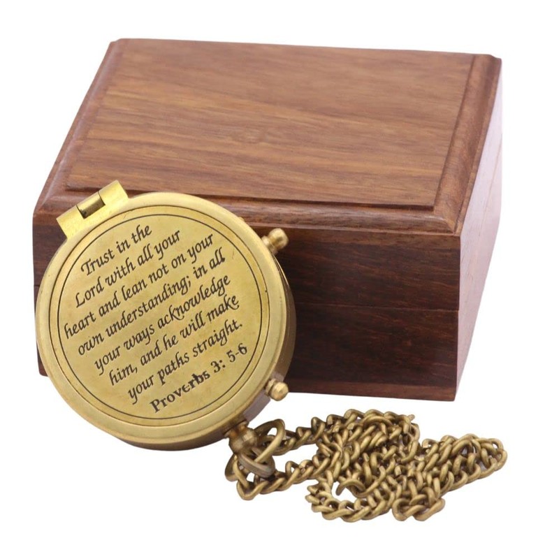 Roorkee Instruments India Compass with Scripture Proverbs 3: 5-6 is