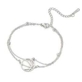 TEAMER Basketball Bracelet Basketball Double Chain Bracelet Stainless Steel Fashion Sport Ball Jewellery for Basketball Lovers, Stainless Steel