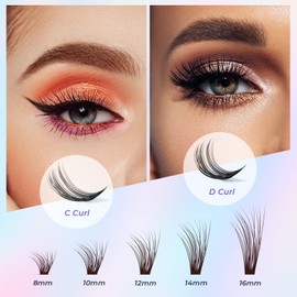 MAEXUS Lash Clusters Extensions Individual Lashes 120 Clusters Lash DIY Eyelash Extension Premade Volume Fans Eyelash Extensions (40D, 0.07C, 8mm-16mm MIX)