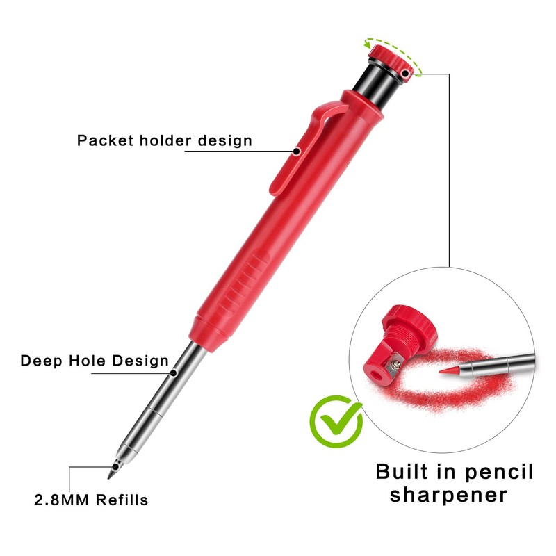 Carpenters Pencil Set - Incl.12 Tracer Pencil Refills with Three