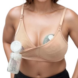 Supermom Pumping and Nursing Bra - Hands Free Nursing Bra for Pumping - Breastfeeding Bras for Women - Comfortable & Supportive Maternity Bra - L, Full Cup, (SKR)