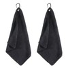 Bruislard 2 Pack Black Golf Towel with Carabiner Clip 12"