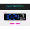 Large LED Digital Wall Clock with Date, Temperature, Auto-Brightness, Auto-DST