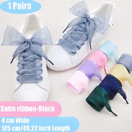 YFLY shoe Laces, Soft Casual Flat Satin Ribbon Shoelaces Sneaker Shoestrings for Women Girls