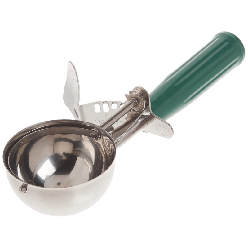 Winco ICD-12 No.12 Ice Cream Disher with Plastic Handle, Green