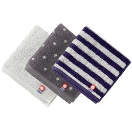 [Imabari Towel] Iris Plaza Hand Towel Set of 3, Dot (Gray), 9.8 x 9.8 inches (25 x 25 cm), Brand Certified Product, Traditional Towel with History in Ehime High Absorbency, Made of 100% Cotton,