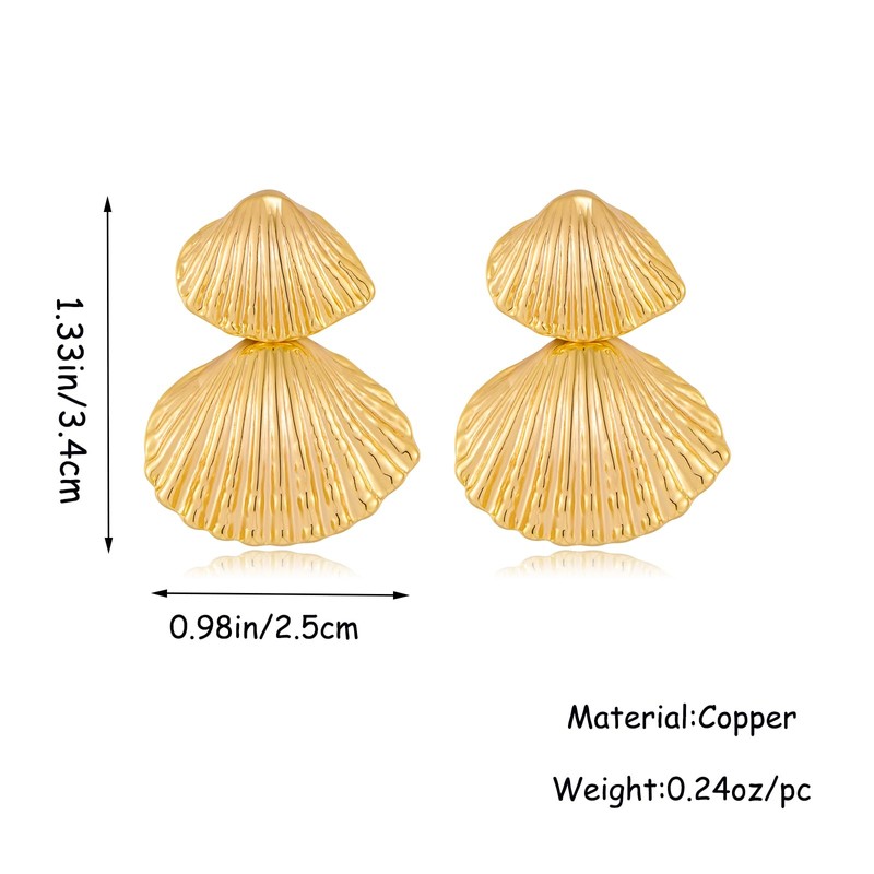 RAUCHBE Gold Shell Dangle Earrings for Women Seashell Drop Earrings