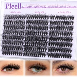 Wispy Lash Clusters 30D+40D+50D Natural Eyelash Clusters 12-16MM Fluff Eyelashes Cluster Eyelash Extensions 264 Pcs Individual Lashes Clusters D Curly Soft Reusable Diy Lash Extension by Pleell