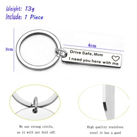 Drive Safe Keychain Mom I Need You Here With Me Mother Gifts Birthday Christmas Gift