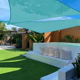 TANG 7'x20'x21' Sun Shade Sail Rignt Triangle Shade Canopy Outdoor Patio Covers UV Block Cloth for Pergola Backyard Porch Deck Garden Carport, Turquoise Green