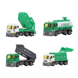 4 Pcs Garbage Truck Toy 1/32 Scale Inertial Drive Sanitation Vehicle Model Kids Educational Car Toy