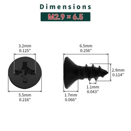#4 x 1/4" Flat Head Wood Screws (100 pcs), 18-8 (304) Stainless Steel, Phillips Drive Flat Head Self Tapping Screws, Black Oxide Coated Sheet Metal Screws, Fayeploo (with Phillips Driver Bit)
