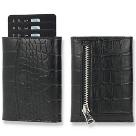 Solo Pelle® Leather, Slim Wallet with and without Coin Compartment, Wallet with RFID Protection, Space for at least 12 Cards, Mini Wallet for Men and Women, Wallet Leather, croco black