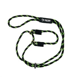 Mad Dog Products Martingale Slip Lead 1/4" x 6' Black/Lime Solid Braid Dog Leash - Made in USA