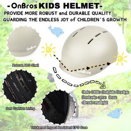 Kids Bike Helmet, OnBros Lightweight Children Bike Helmet, Helmet Kids for 4-12 Years Girls and Boys(51-55cm)