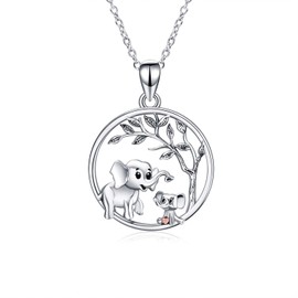 YAFEINI Elephant Necklace Elephant Jewelry Gifts for Women Sterling Silver Mother Daughter Necklace for Mom Daughter